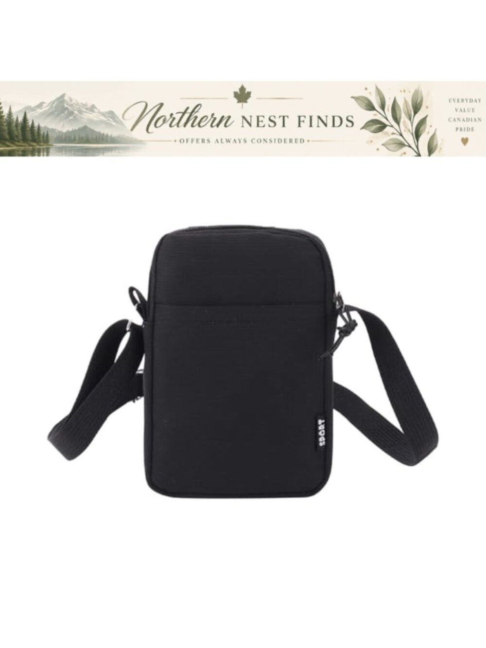 Canvas Crossbody Bag Mini Purse Small Shoulder Bag with Zipper Adjustable Strap